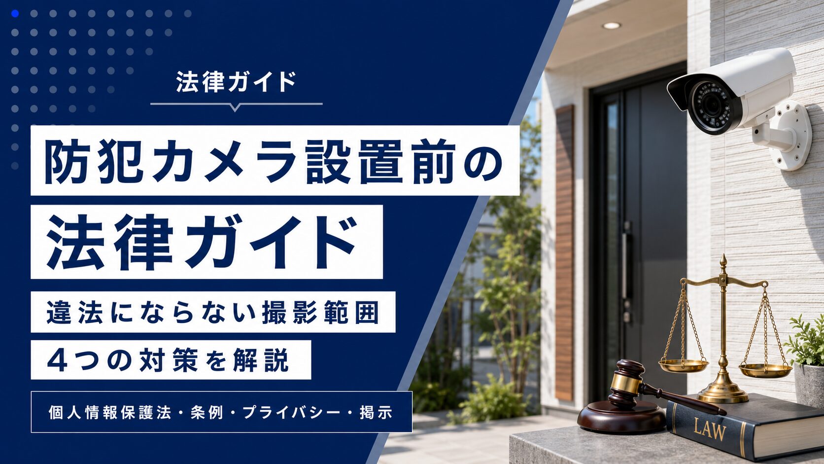 防犯カメラ設置前の法律ガイド｜違法にならない撮影範囲と4つの対策